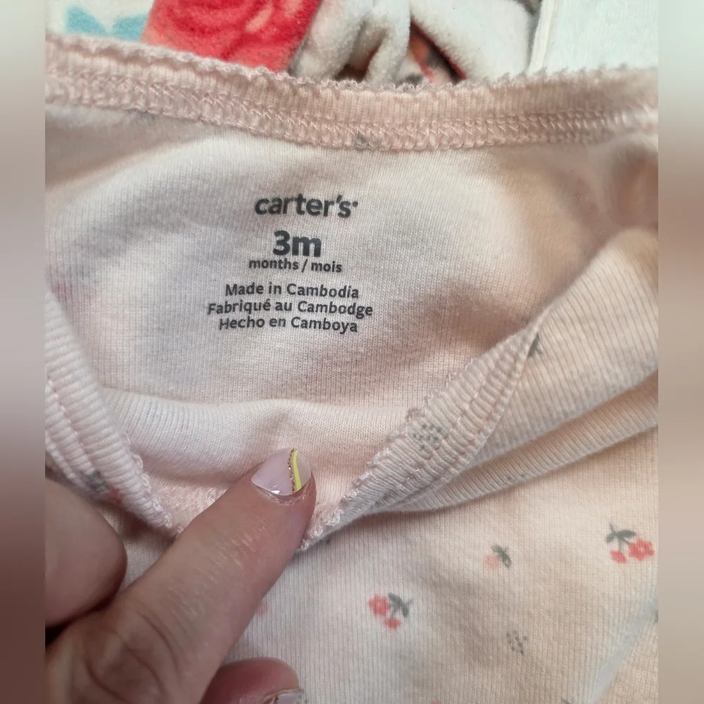 Baby Girl 4 Pc Bundle Carter’s 3M Floral Onesies Sleeper Pink